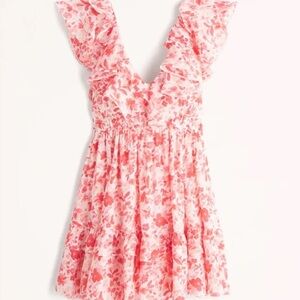 Abercrombie & Fitch Ruffle Flutter Sleeve Mini Dress in pink floral size small